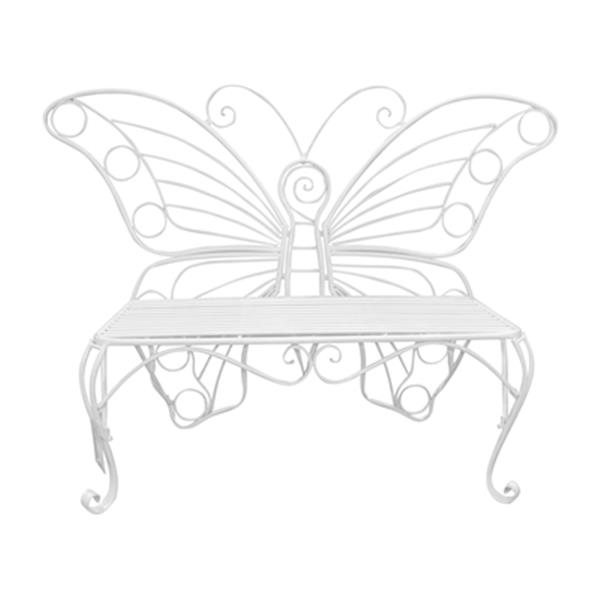 Hi-Line Gift Ltd. Metal Butterfly Garden Bench,78620-WT