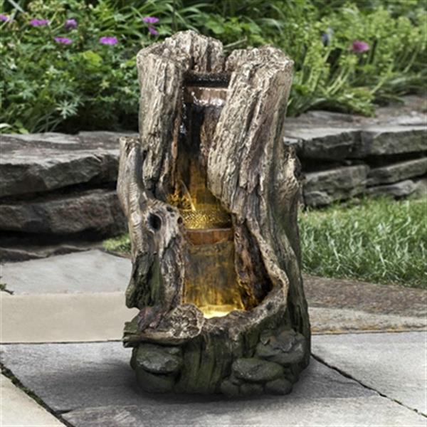 Hi-line Gift Ltd. Hi-line Gift Tree Trunk Waterfall Fountain With 2 Led 