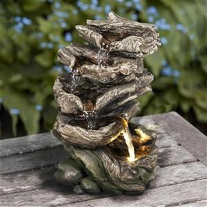 Hi-Line Gift Ltd. Multi Level Logs Fountain with LED Light,79555-