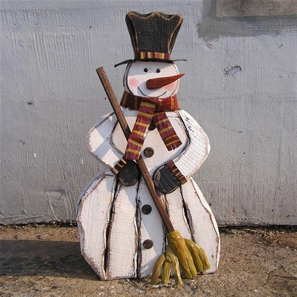 Hi-Line Gift Ltd. Freestanding Wooden Snowman with Broom