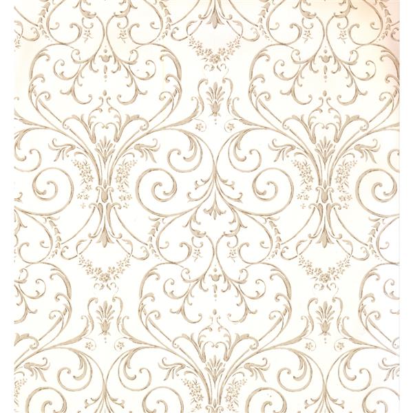York Wallcoverings Damask Traditional Wallpaper - White/Cream