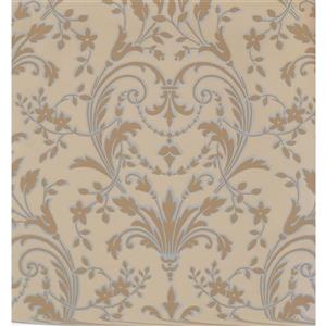 York Wallcoverings Damask Traditional Wallpaper - Cream/Beige
