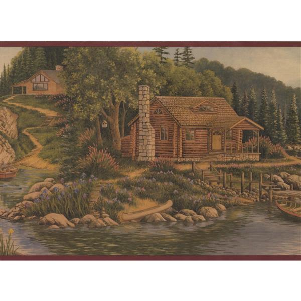 Retro Art Vintage Village Mountain Wallpaper Border | RONA