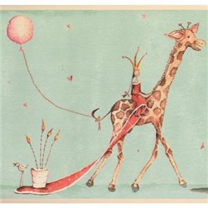 York Wallcoverings Princesses and Giraffe Wallpaper - Mint Green