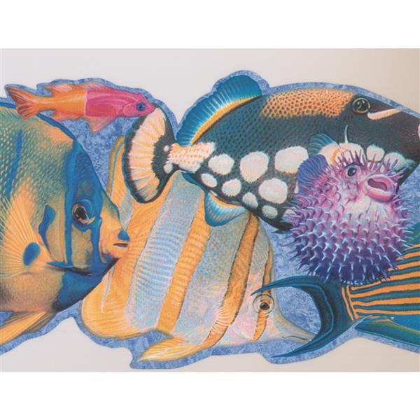 Retro Art Kids Colourful Fish Wallpaper White Rona