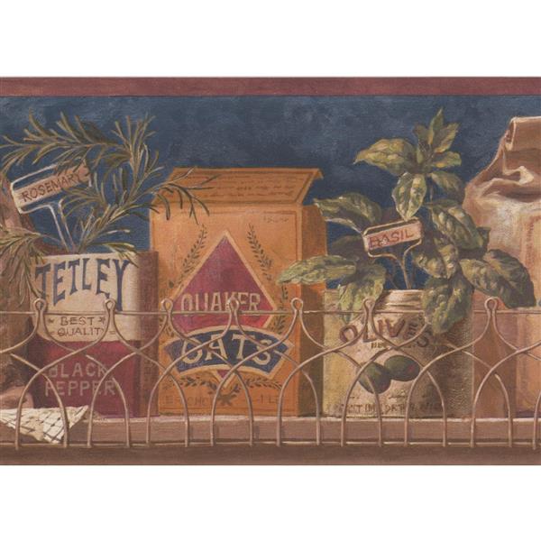 Retro Art Vintage Kitchen Spice Boxes Wallpaper - Blue | RONA Retro Art Vintage Kitchen Spice Boxes Wallpaper - Blue | RONA