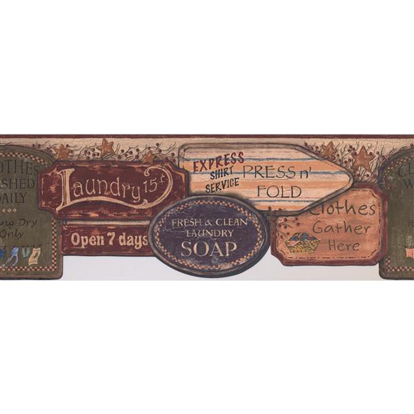 York Wallcoverings Vintage Laundry Signs Wallpaper