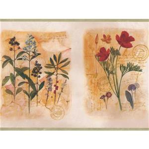 Chesapeake Flowers on Letter Wallpaper Border - 15' x 8.25" - Red