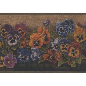 Chesapeake Flowers Floral Wallpaper Border - 15' x 6.75" - Brown