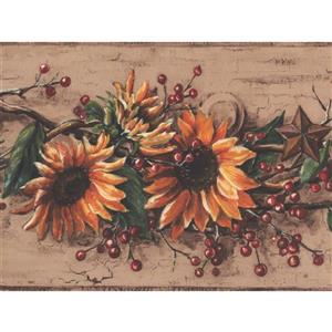 York Wallcoverings Sunflower Vintage Wallpaper Border - 15-ft x 6-in - Yellow
