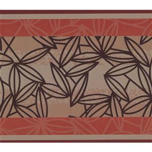 York Wallcoverings Abstract Leaves Wallpaper Border - 15-ft x 6-in - Red