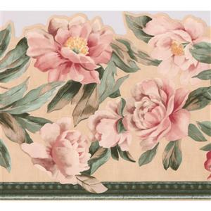 Retro Art Leaves Floral Wallpaper Border - 15' x 10" - Pink