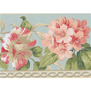 York Wallcoverings Flowers Retro Wallpaper Border - 15-ft x 7-in - Blue