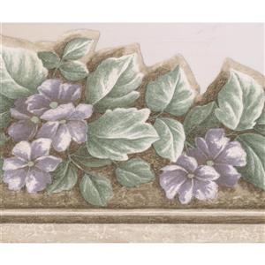 Norwall Flowers Wallpaper Border - 15' x 6-in- Gray