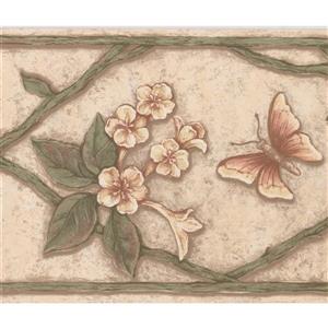 Retro Art Floral Butterfly Wallpaper Border - 15' x 7" - Multicolour