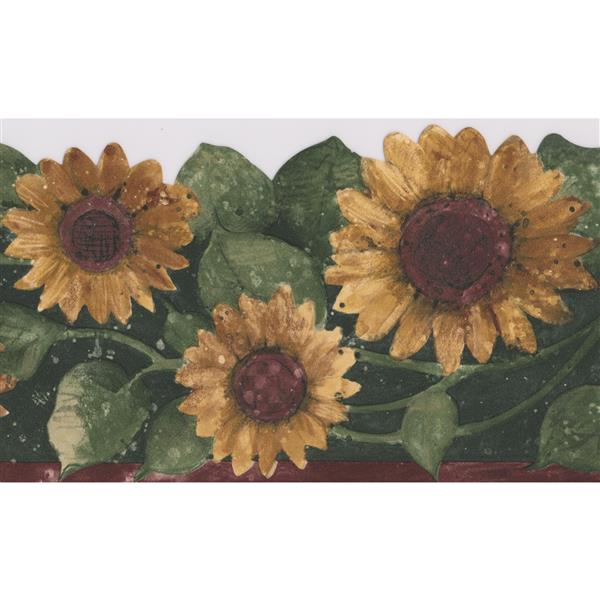 Sunflower Floral Wallpaper Border Flowers for Kitchen Bathroom Living Room Roll 15 x 5.75 
