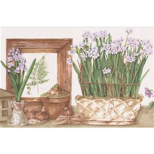 Norwall Potted Flowers Wallpaper Border - 15' x 7-in- Multicolour