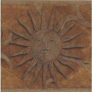 Retro Art Face on the Sun Wallpaper Border - 15' x 6.75" - Brown
