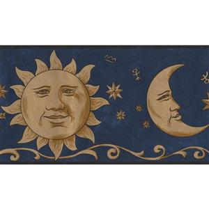 Norwall Smiling Sun Moon Wallpaper Border - 15' x 7-in- Blue