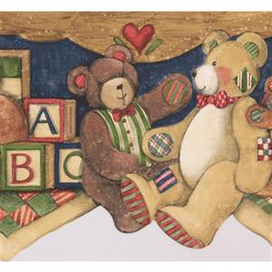 Norwall Teddy Bears Wallpaper Border - 15' x 10.25-in- Brown