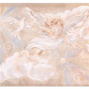 Chesapeake Cupid Dove Clouds Wallpaper Border - 15' x 8.5" - Beige