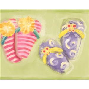 York Wallcoverings Beach Flip Flops Wallpaper Border - 15-ft x 9-in - Green