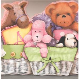 York Wallcoverings Teddy Bear in Baskets Wallpaper Border - 15-ft x 13.25-in