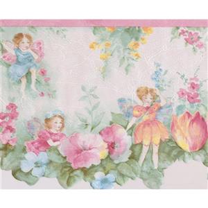 Norwall Retro Winged Fairies Wallpaper Border - 15' x 9.5-in- Pink