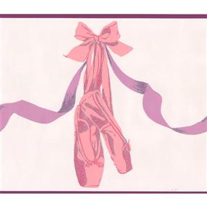 York Wallcoverings Retro Ballet Slippers Wallpaper Border - 15-ft x 9-in - Red