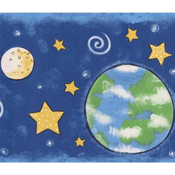 Norwall Outer Space Planets Stars Wallpaper Border - 15' x 7-in- Blue | RONA