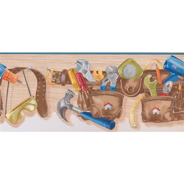 York Wallcoverings Tool Belt Wallpaper Border - 15-ft x 10-in - Brown