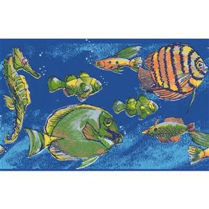 York Wallcoverings Fish Seahorse Wallpaper Border - 15-ft - Blue