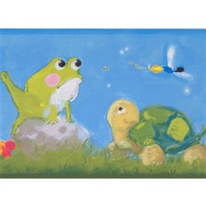 York Wallcoverings Snail Frog Dragonfly Wallpaper Border - 15-ft x 6-in - Blue