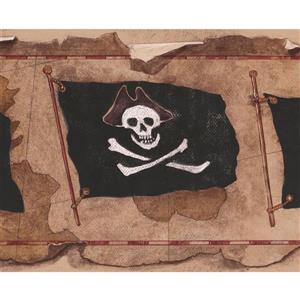 York Wallcoverings Jolly Roger Flags Wallpaper Border - 15-ft x 9-in - Brown
