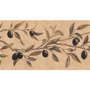Chesapeake Black Berries on Vine Wallpaper Border - 15' x 6" - Beige