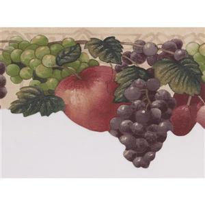Norwall Grapes Apple Plums Wallpaper Border - 15' x 5.5-in- White