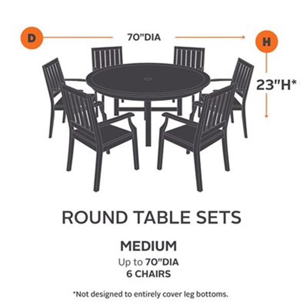 Veranda Round Patio Table, Classic Accessories Veranda Round Patio Table And Chair Set Cover