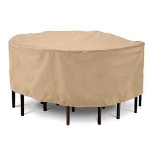 Classic Accessories Terrazzo 94-In Round Patio Table & Chair Set Cover - Polyester - Beige