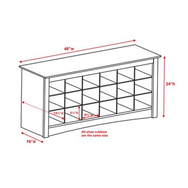 Prepac Furniture Shoe Storage Cubbie Bench,ESS-4824