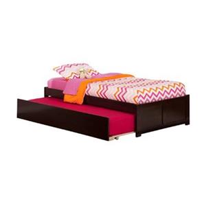 Atlantic Furniture Concord Twin Platform Bed with Flat Panel Foot Board and Twin Size Urban Trundle Bed in Espresso