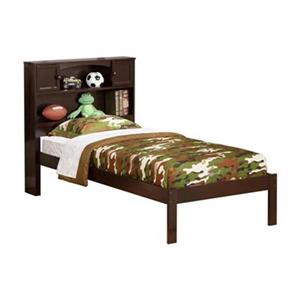 Atlantic Furniture Newport Twin Platform Bed with Open Foot Board in Walnut