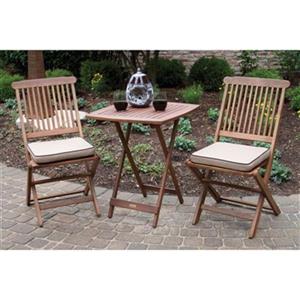 Outdoor Interiors 3-Piece Square Outdoor Bistro Set,S60040