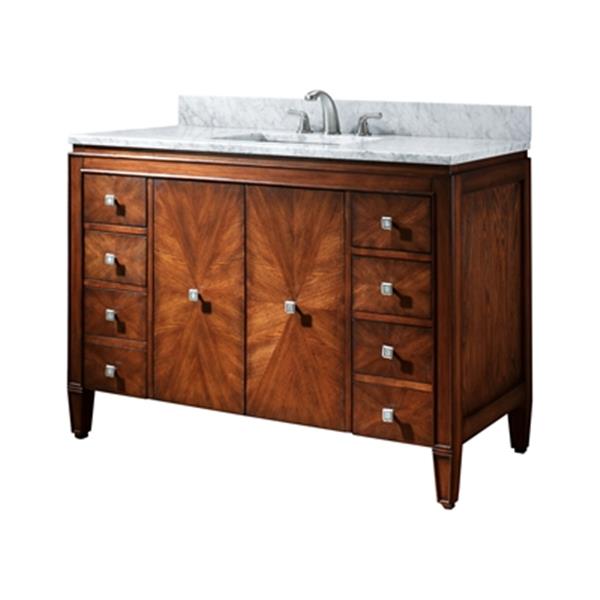 Avanity Brentwood 48-in Walnut Single Sink Bathroom Vanity with White Carrera Marble Top