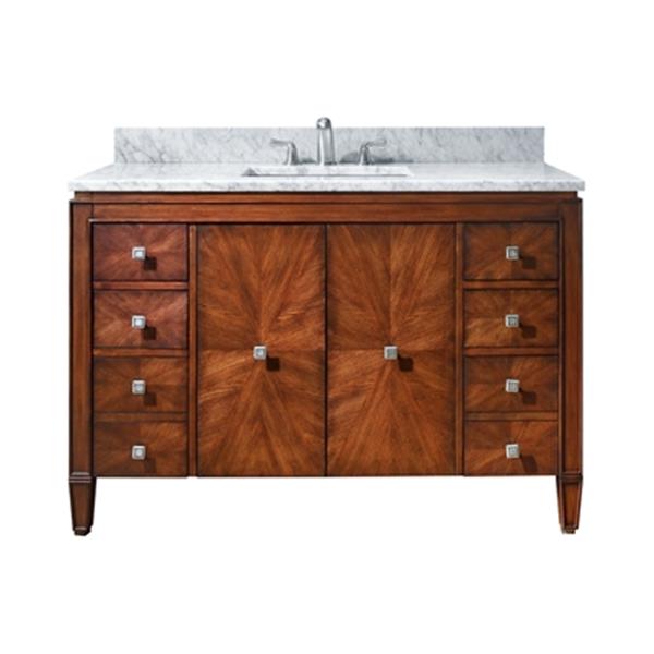 Avanity Brentwood 48-in Walnut Single Sink Bathroom Vanity with White Carrera Marble Top