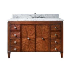 Avanity Brentwood 48-in Walnut Single Sink Bathroom Vanity with White Carrera Marble Top