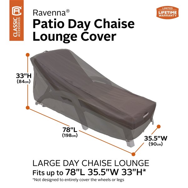 Housse de chaise longue de patio Ravenna par Classic Accessories 78 po L polyester taupe foncé