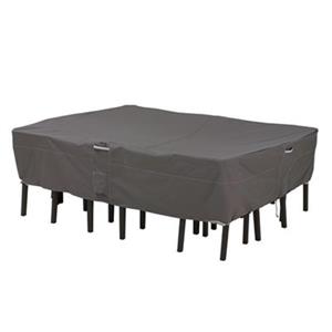 Classic Accessories Ravenna 88-in Rectangular/Oval Patio Table & Chair Set Cover - Polyester - Dark Taupe