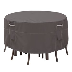 Classic Accessories Ravenna 60-in Round Patio Table and Chair Set Cover - Polyester - Dark Taupe