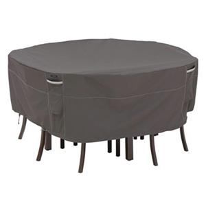 Classic Accessories Ravenna 70-in Round Patio Table and Chair Set Cover - Polyester - Dark Taupe