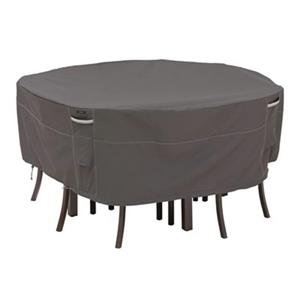 Classic Accessories Ravenna 94-in Round Patio Table and Chair Set Cover - Polyester - Dark Taupe